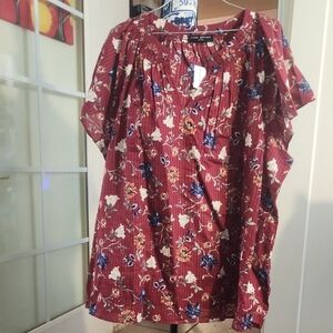 Red Floral Blouse